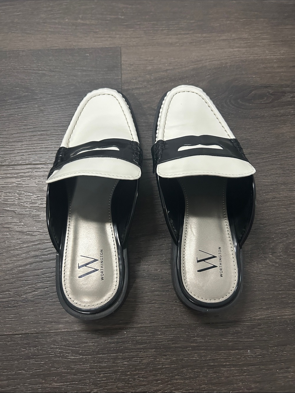 Worthington Women’s Destin Slip-On Loafer Mules in Black and White - Picture 3 of 5